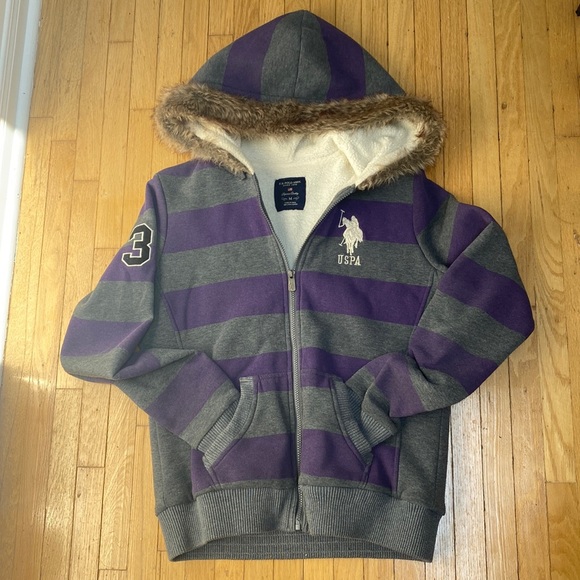 US Polo Assn. Junior's Striped Fleece Hoodie - Picture 3 of 11